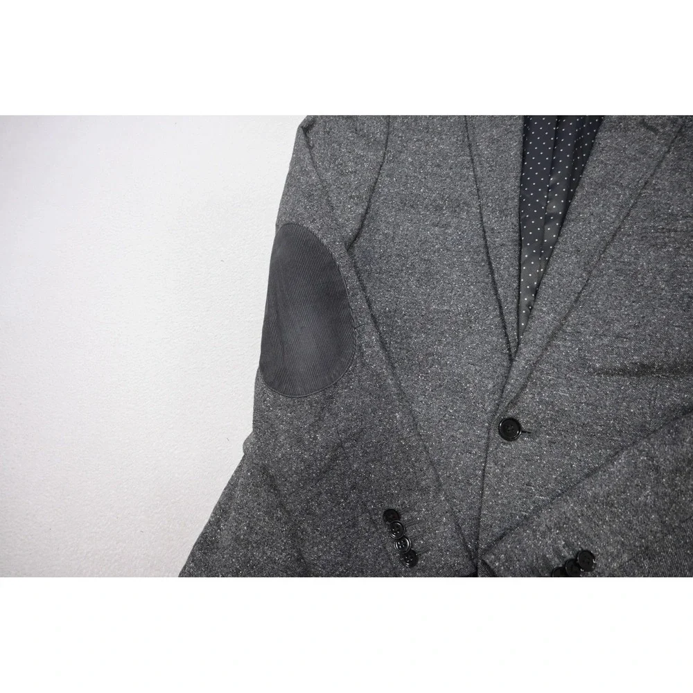 Express Blazer Men 36S Grey Textured Elbow Patches Two Button Excellent